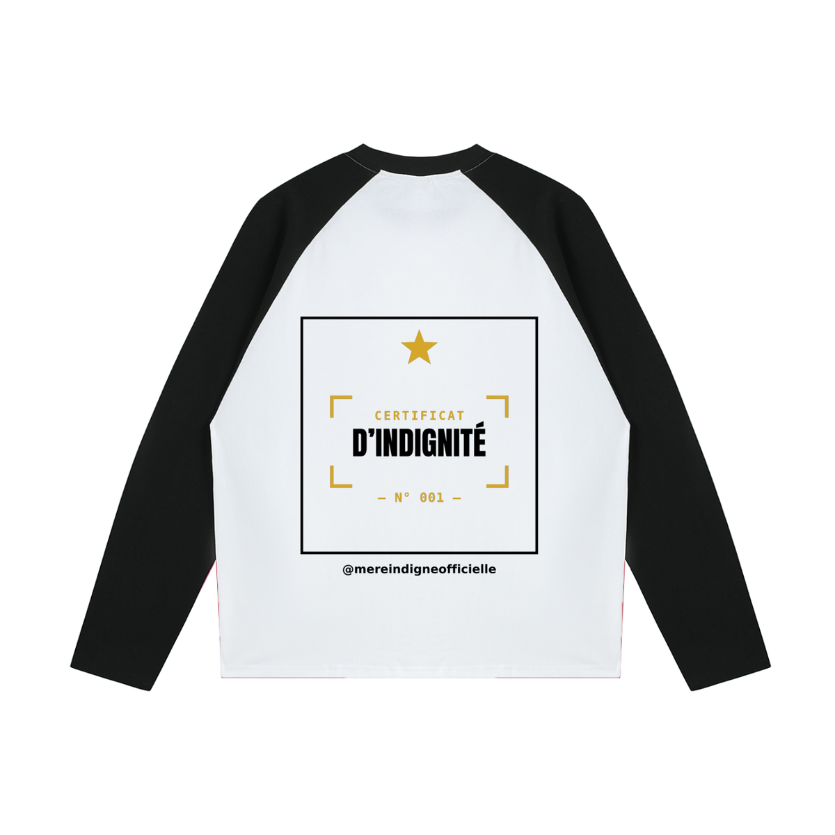 T-shirt Manches Longues Color-Block - Certificat Mère Indigne (Blanc/Noir)