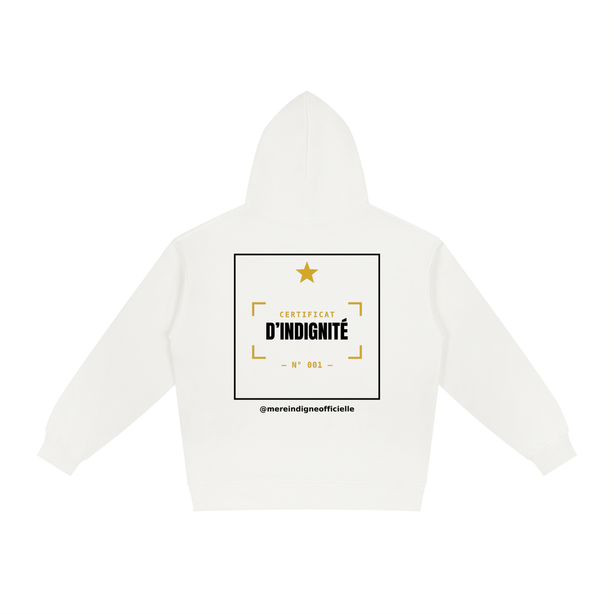 Hoodie Mère Indigne - Écusson (Blanc)