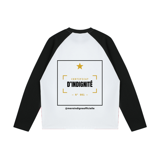 T-shirt Manches Longues Color-Block - Certificat Mère Indigne (Blanc/Noir)