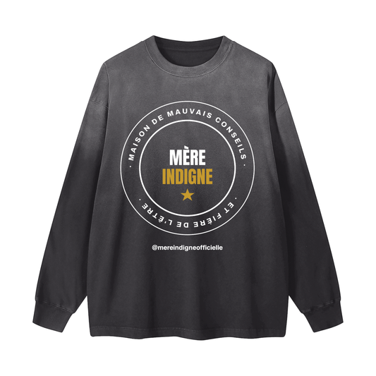 T-shirt Manches Longues Délavé - Mère Indigne (Noir)