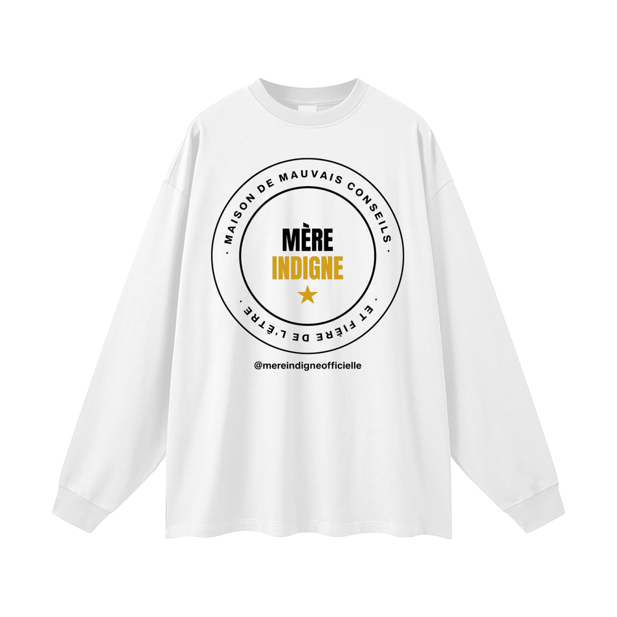 T-shirt Manches Longues Oversize - Mère Indigne (Blanc)
