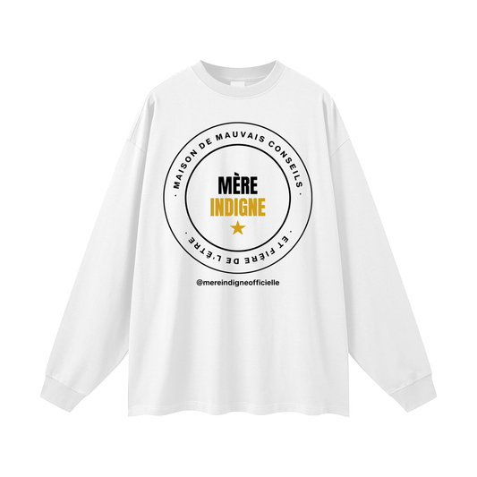 T-shirt Manches Longues Oversize - Mère Indigne (Blanc)